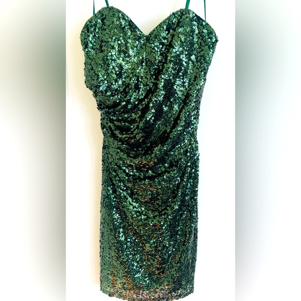 Emerald green sequins dress